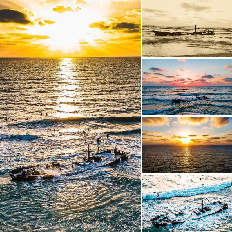 מקבץ תמונות של ספינת הדיג נץ בחוף הבונים צולם עם mavic air 2 